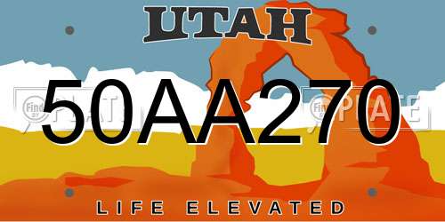 50AA270 Utah License Plate