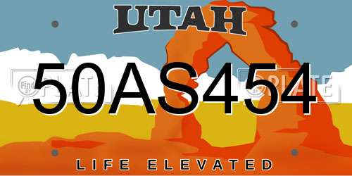 50AS454 Utah License Plate