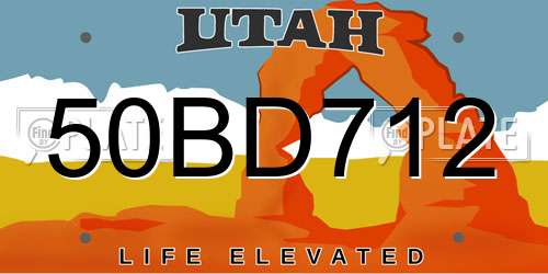 50BD712 Utah License Plate