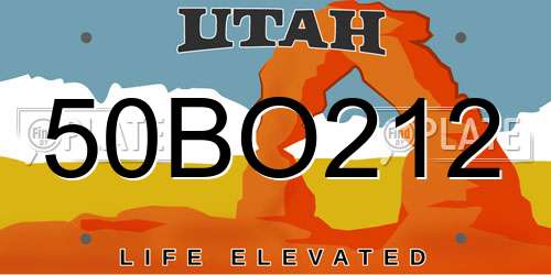 50BO212 Utah License Plate