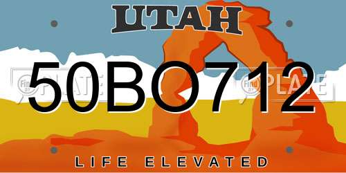 50BO712 Utah License Plate