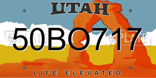 50BO717 Utah License Plate