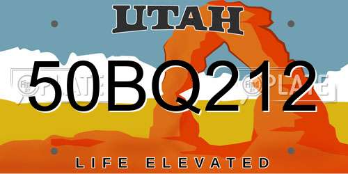 50BQ212 Utah License Plate