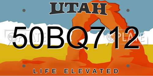 50BQ712 Utah License Plate