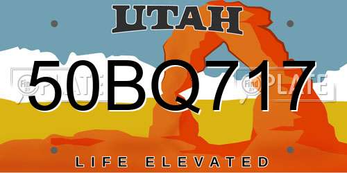 50BQ717 Utah License Plate
