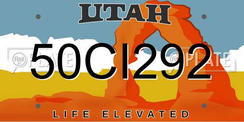 50CI292 Utah License Plate