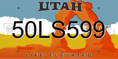 50LS599 Utah License Plate
