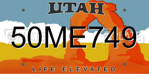 50ME749 Utah License Plate