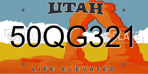 50QG321 Utah License Plate