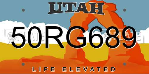 50RG689 Utah License Plate
