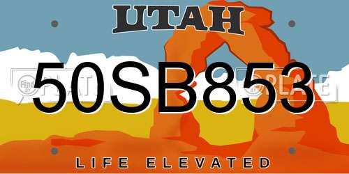 50SB853 Utah License Plate