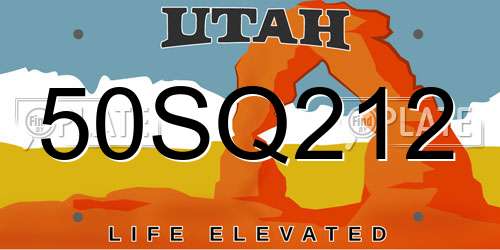 50SQ212 Utah License Plate