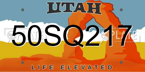 50SQ217 Utah License Plate