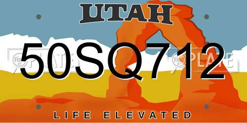 50SQ712 Utah License Plate