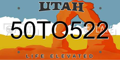 50TO522 Utah License Plate
