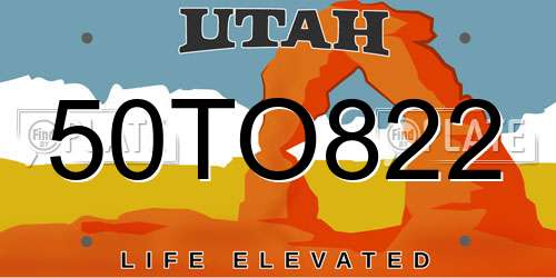 50TO822 Utah License Plate