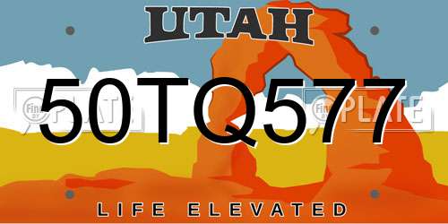 50TQ577 Utah License Plate
