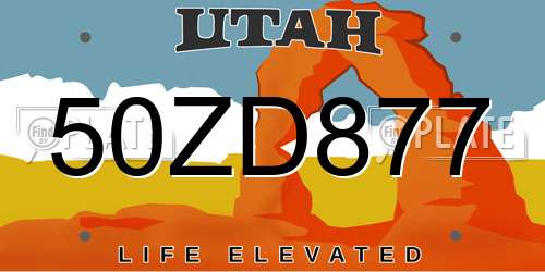 50ZD877 Utah License Plate