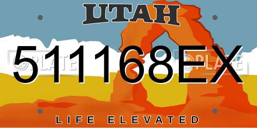 511168EX Utah License Plate