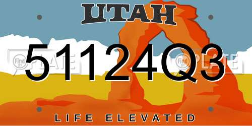 51124Q3 Utah License Plate