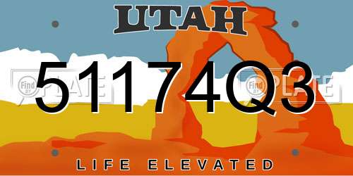 51174Q3 Utah License Plate