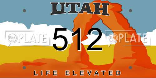 512 Utah License Plate
