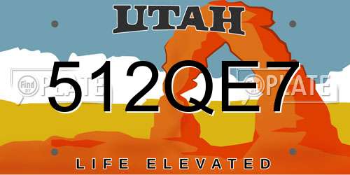 512QE7 Utah License Plate