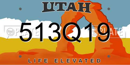 513Q19 Utah License Plate