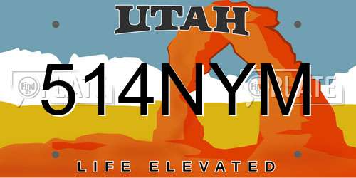 514NYM Utah License Plate