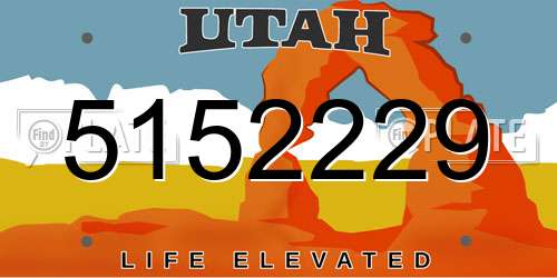 5152229 Utah License Plate