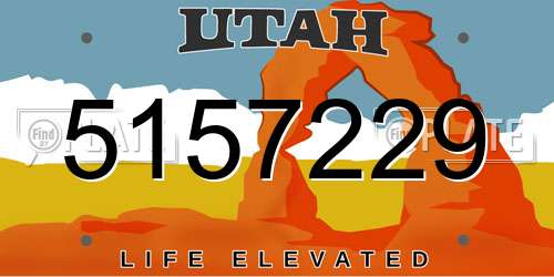 5157229 Utah License Plate
