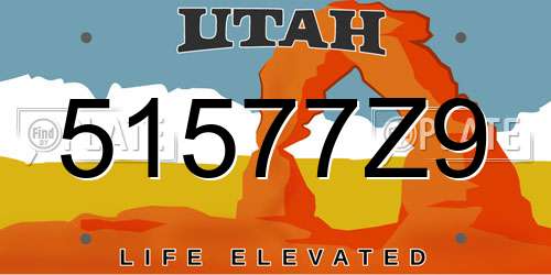 51577Z9 Utah License Plate