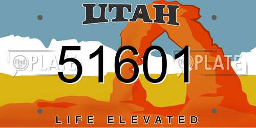 51601 Utah License Plate