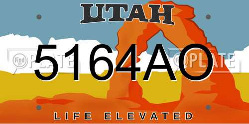 5164AO Utah License Plate