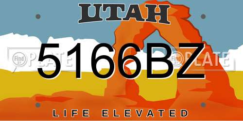 5166BZ Utah License Plate