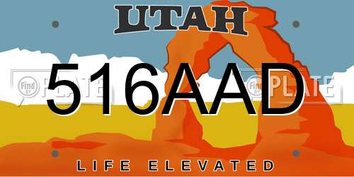 516AAD Utah License Plate