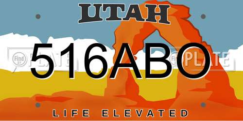 516ABO Utah License Plate