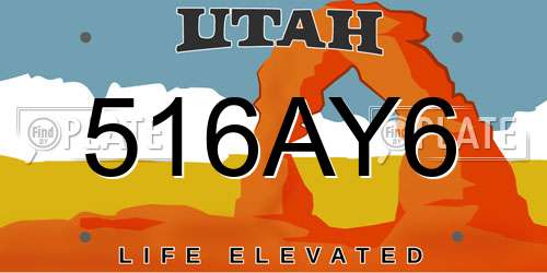 516AY6 Utah License Plate
