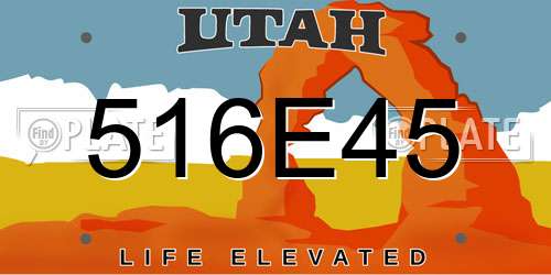 516E45 Utah License Plate