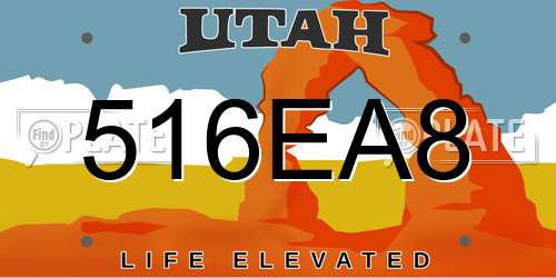 516EA8 Utah License Plate
