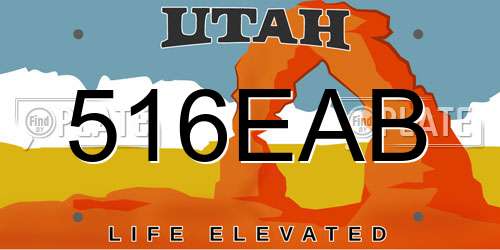 516EAB Utah License Plate