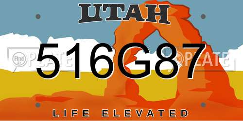 516G87 Utah License Plate