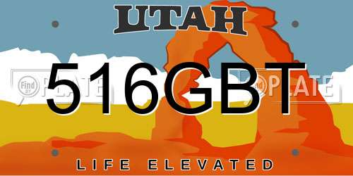 516GBT Utah License Plate