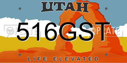 516GST Utah License Plate