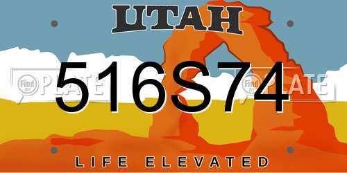 516S74 Utah License Plate