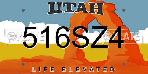 516SZ4 Utah License Plate