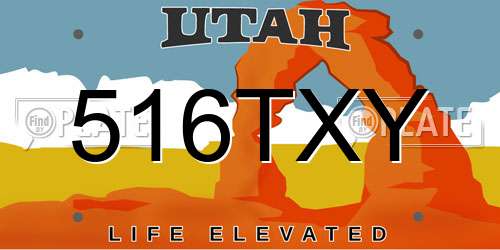 516TXY Utah License Plate