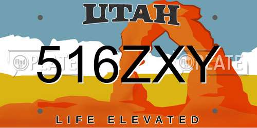 516ZXY Utah License Plate