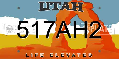 517AH2 Utah License Plate