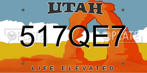517QE7 Utah License Plate